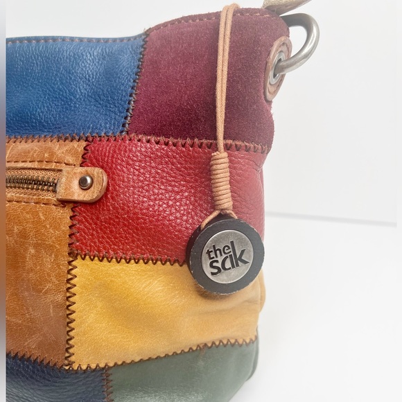 THE SAK Patchwork Multicolor Leather/Suede Hobo Shoulder Bag With Braided Strap - Picture 4 of 14